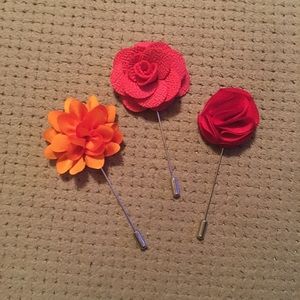 Lot of 3 flower Lapel Pins